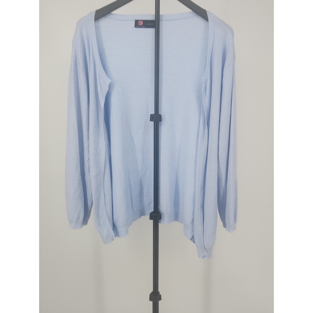 Kancy Kole Womens XL Light Blue Open Front Textured Knit Cardigan Sweater